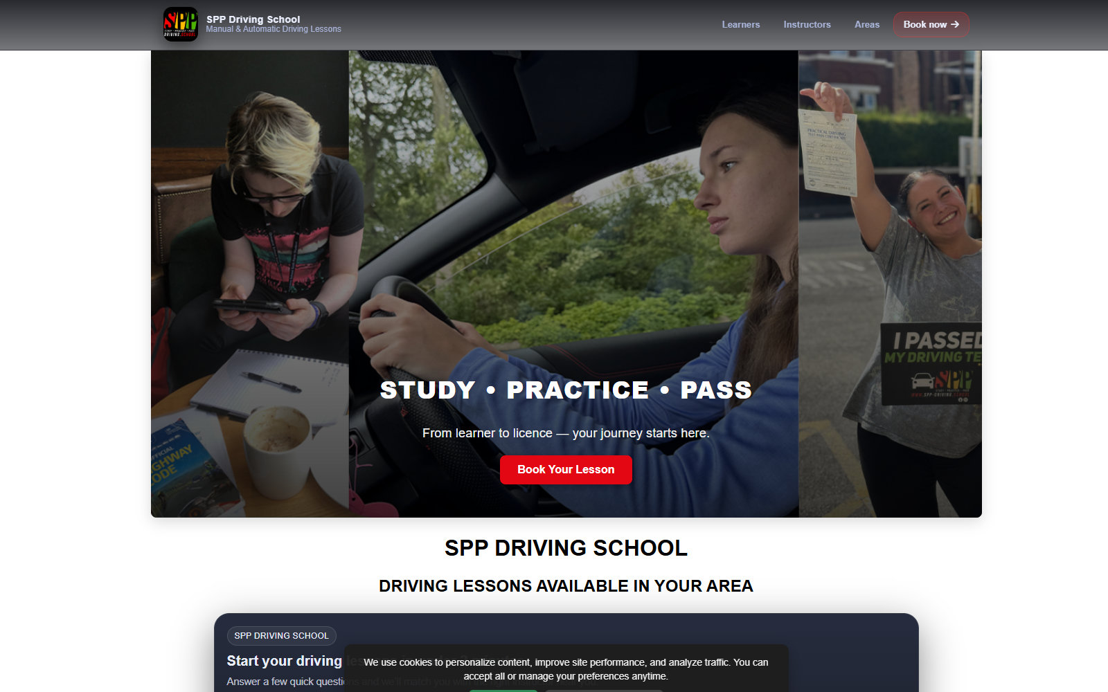 SPP Driving School website and digital platform